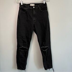AF Women's The Mom High Rise Skinny Distressed Ankle Jeans Sz 27 Black Mom Jean